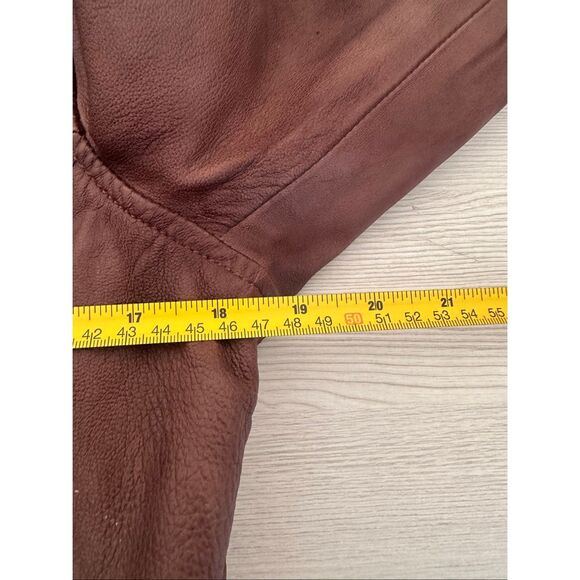 Mango MNG $240 Brown 100% Leather Jacket bomber coat women's medium NWT - Picture 12 of 13